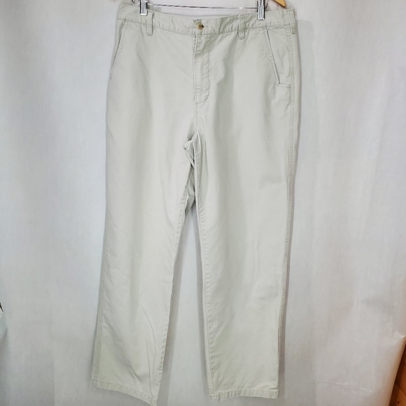 Woolrich Men's Casual Khaki Pants Flat-Front Size 36/32  Preppy Workwear Chinos - Picture 1 of 16